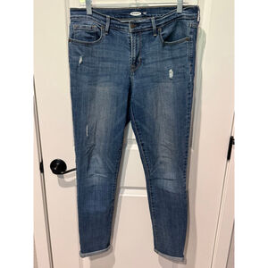 Women's Old Navy Blue Distressed curvy Skinny roll hem Jeans Size 12